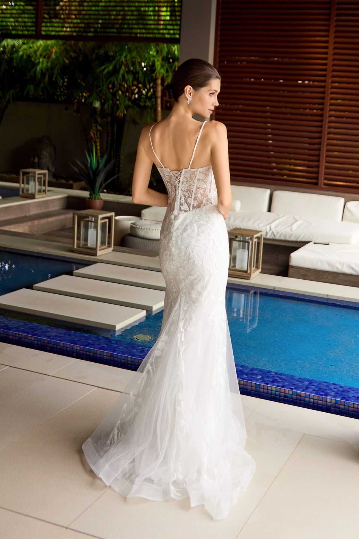 Juliet off white formal dress Style 2441 at Elizabeth's Boutique in Scranton PA, back view