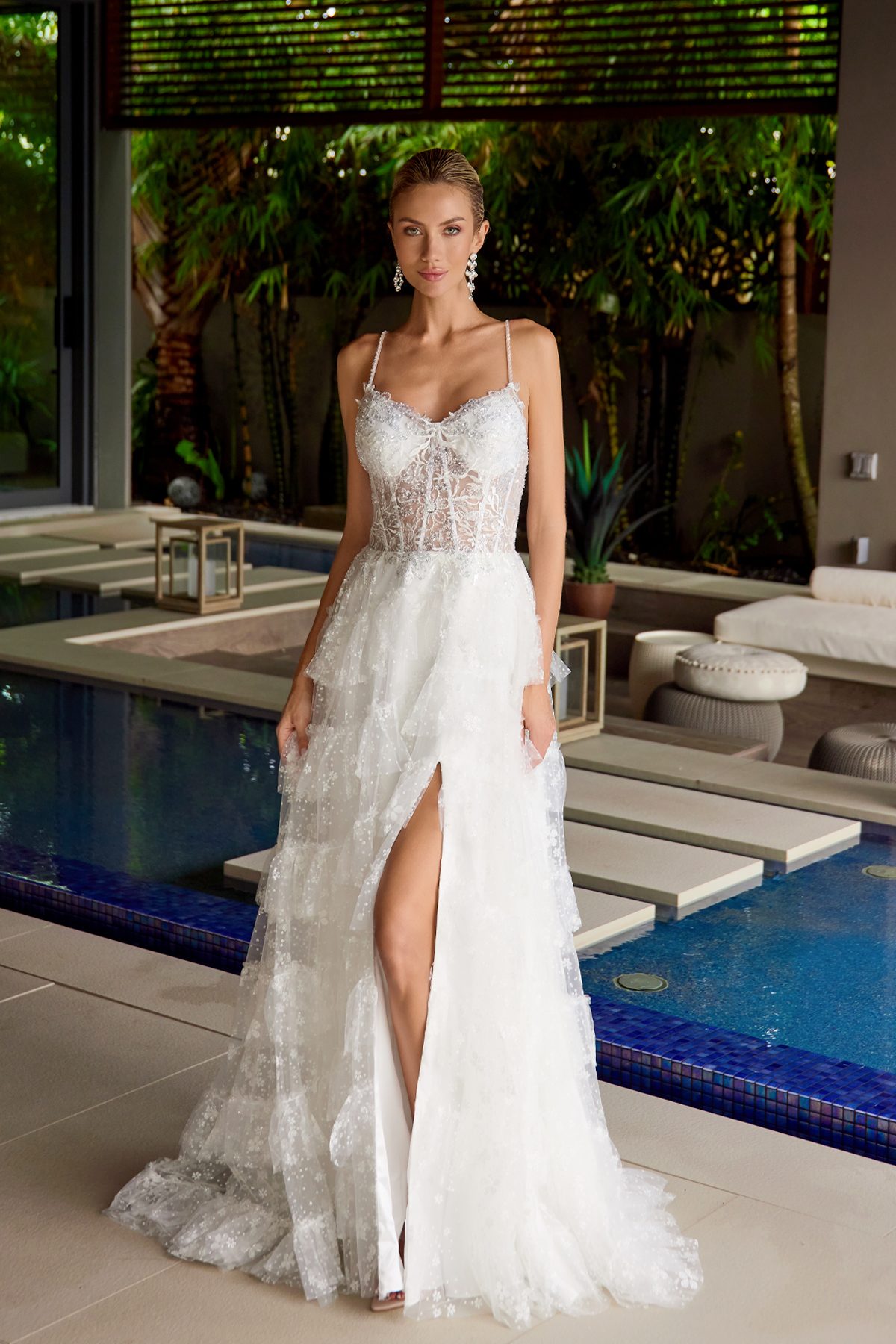 Juliet off white formal dress Style 2464 at Elizabeth's Boutique in Scranton PA, front view