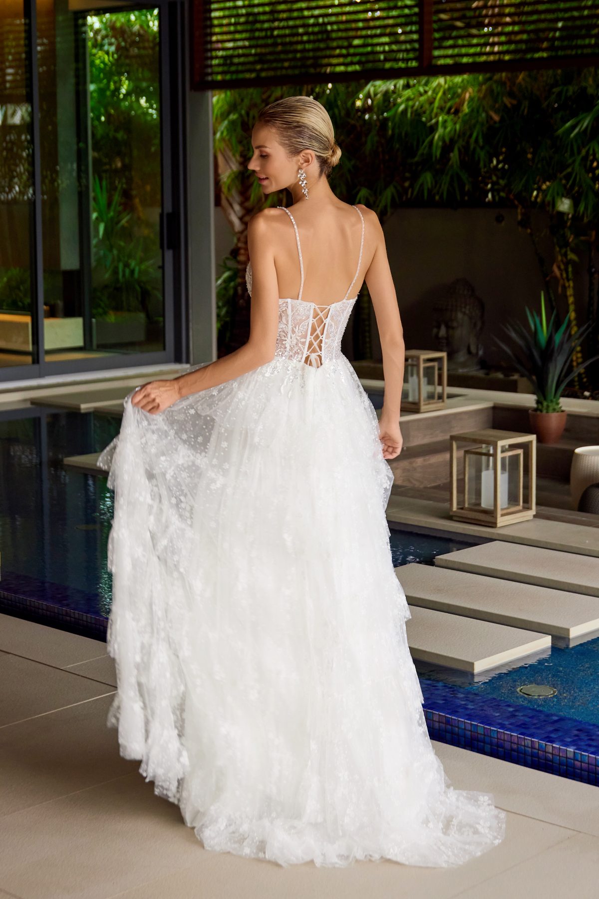 Juliet off white formal dress Style 2464 at Elizabeth's Boutique in Scranton PA, back view