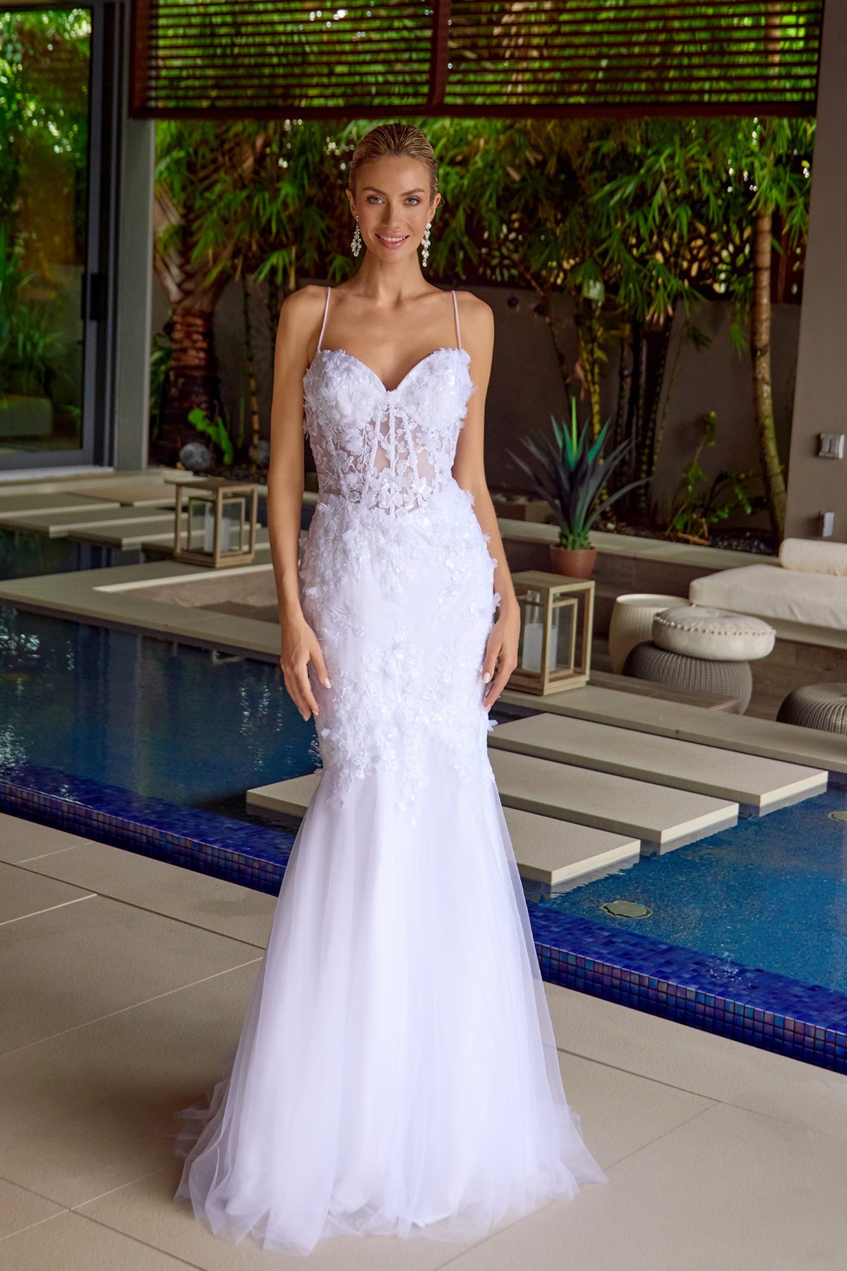 Juliet white formal dress Style 2469 at Elizabeth's Boutique in Scranton PA, front view