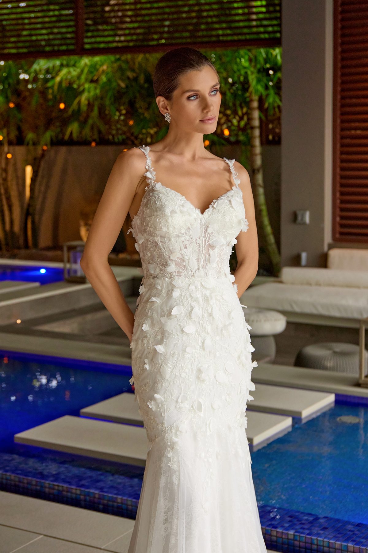 Juliet off white formal dress Style 2475 at Elizabeth's Boutique in Scranton PA, back view