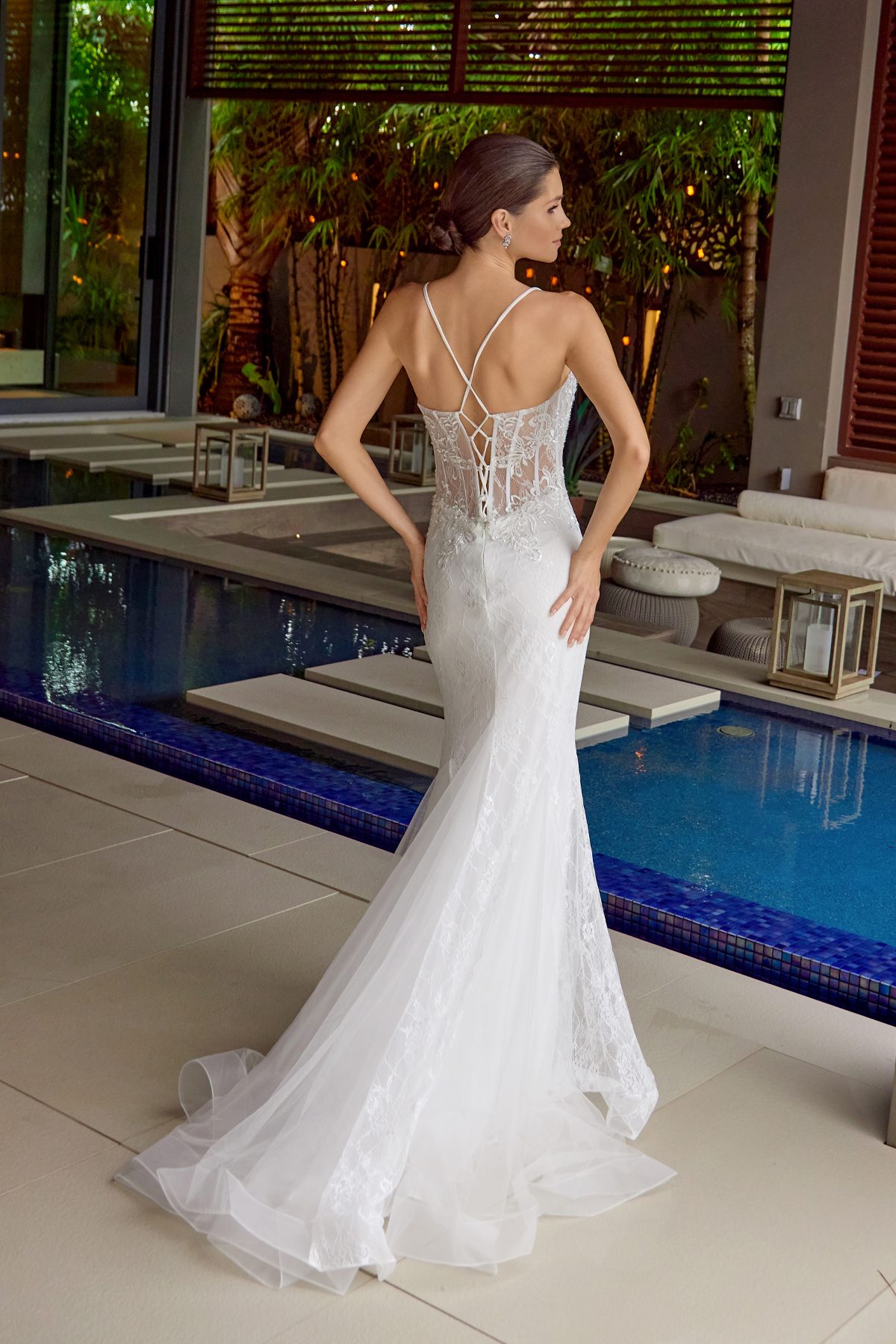 Juliet white formal dress Style 2481 at Elizabeth's Boutique in Scranton PA, back view