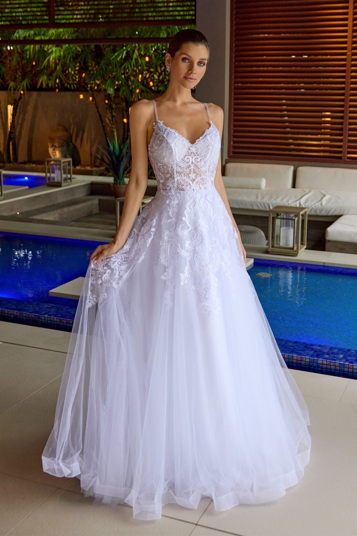 Juliet white formal dress Style 2482 at Elizabeth's Boutique in Scranton PA, front view