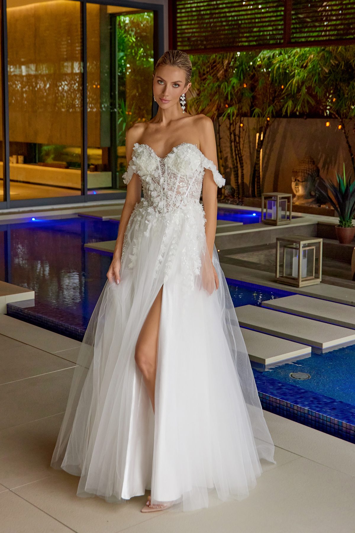 Juliet off white formal dress Style 2483 at Elizabeth's Boutique in Scranton PA, front view