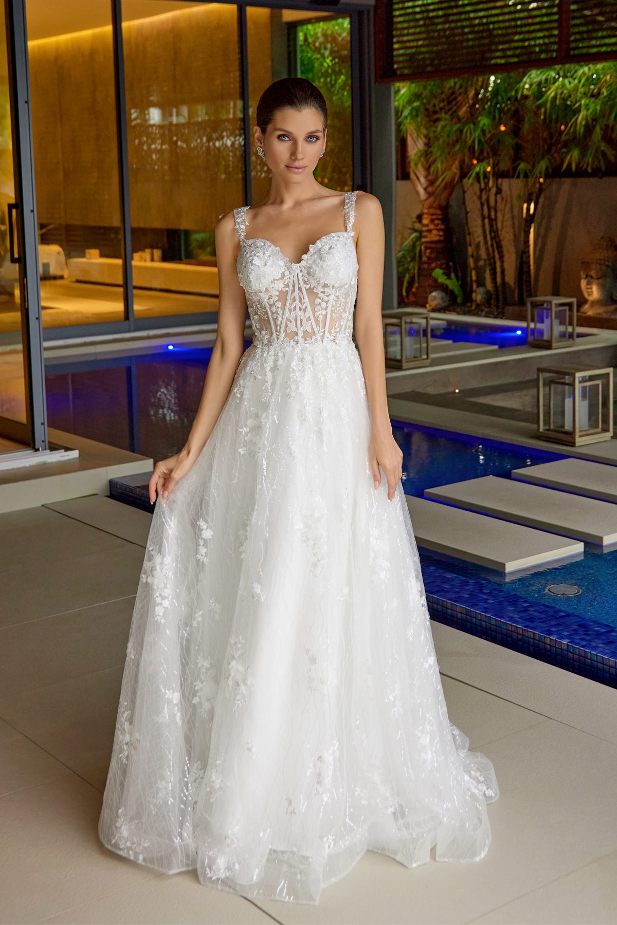 Juliet off white formal dress Style 2495 at Elizabeth's Boutique in Scranton PA, front view