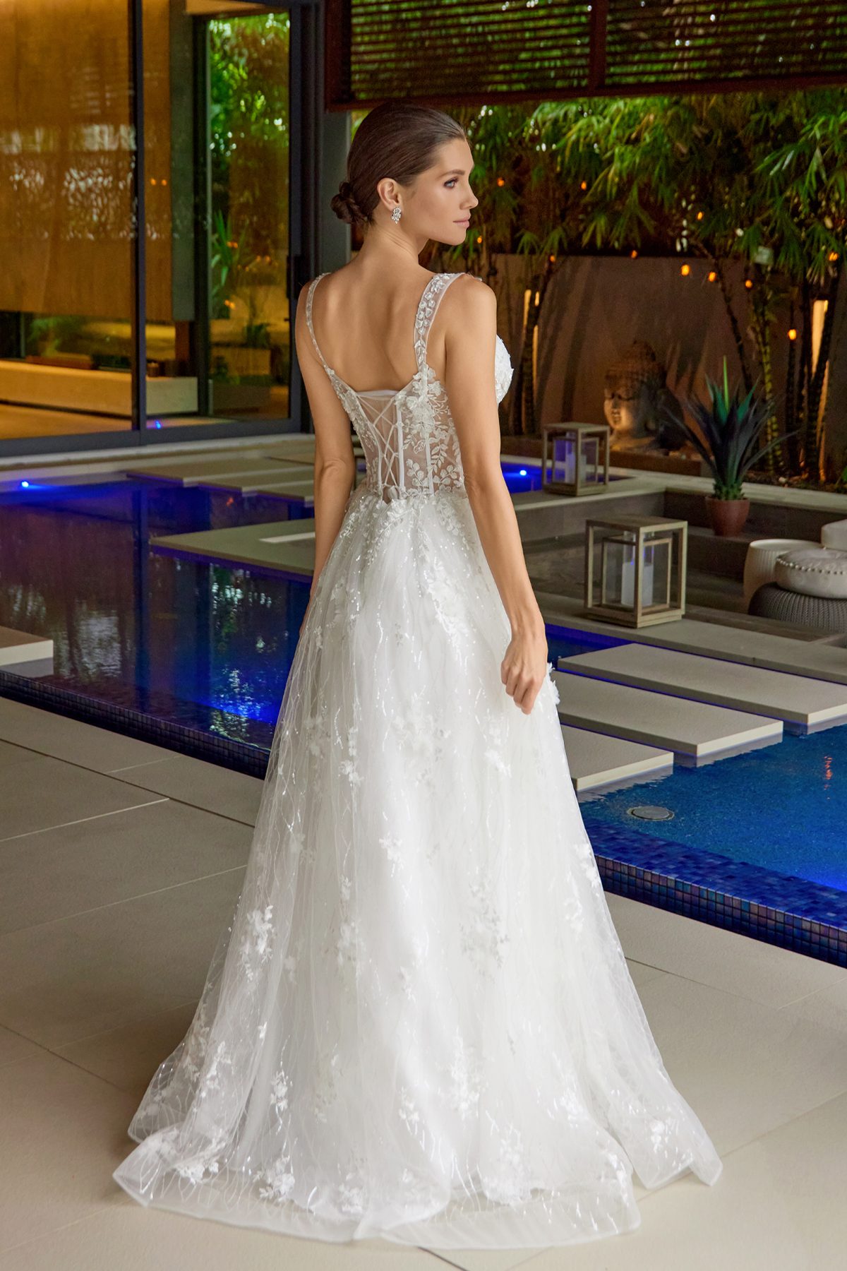 Juliet off white formal dress Style 2495 at Elizabeth's Boutique in Scranton PA, back view