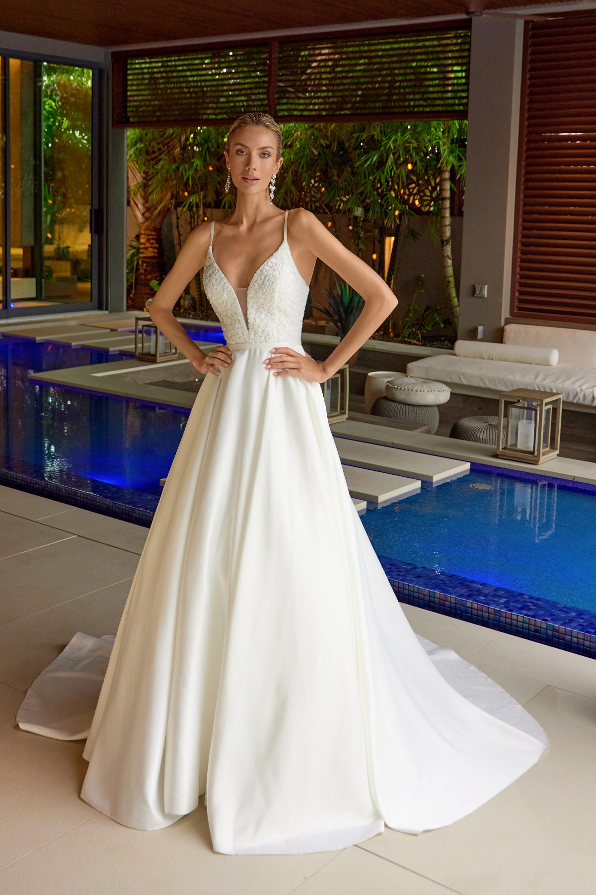 Juliet off white formal dress Style 2603 at Elizabeth's Boutique in Scranton PA, front view