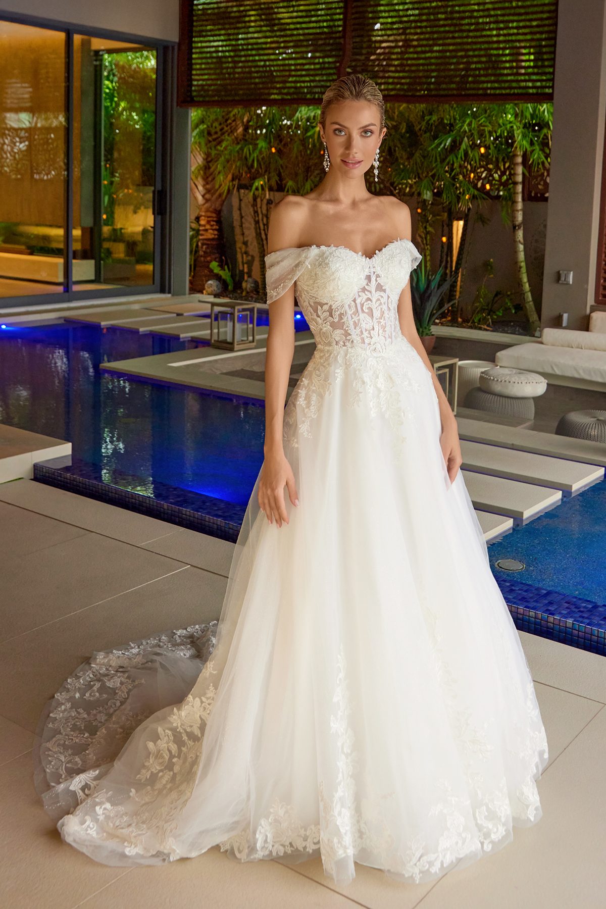 Juliet off white formal dress Style 2634LW at Elizabeth's Boutique in Scranton PA, front view