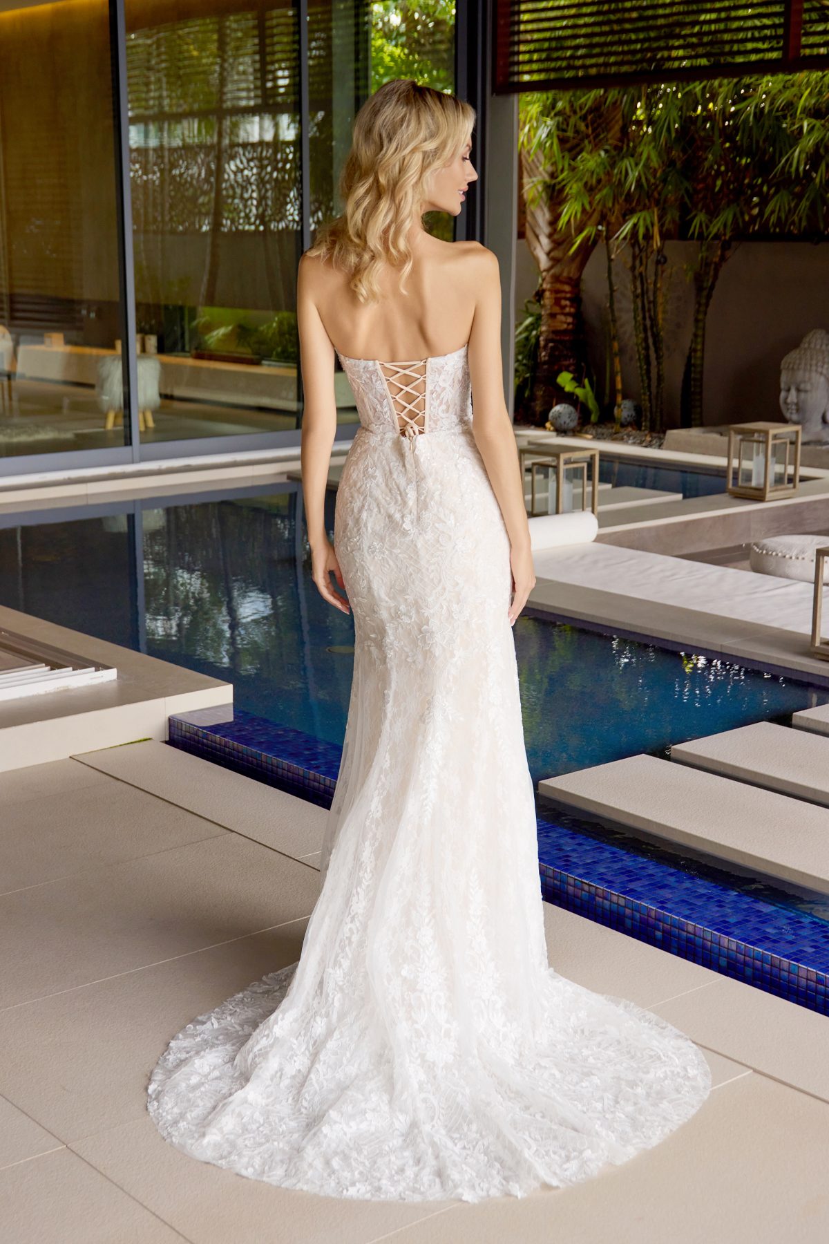 Juliet nude formal dress Style 2667 at Elizabeth's Boutique in Scranton PA, back view
