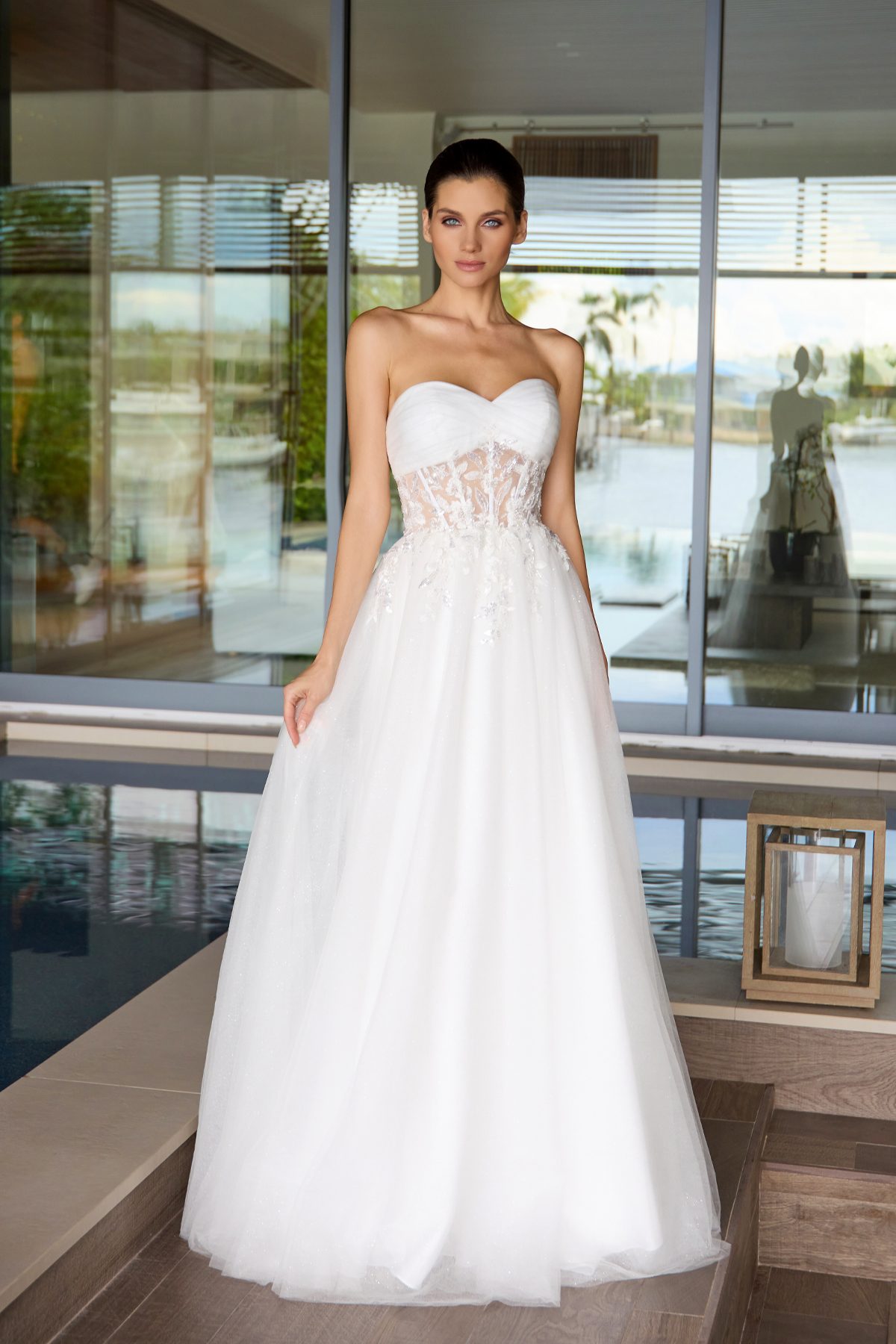 Juliet off white formal dress Style 2702 at Elizabeth's Boutique in Scranton PA, front view