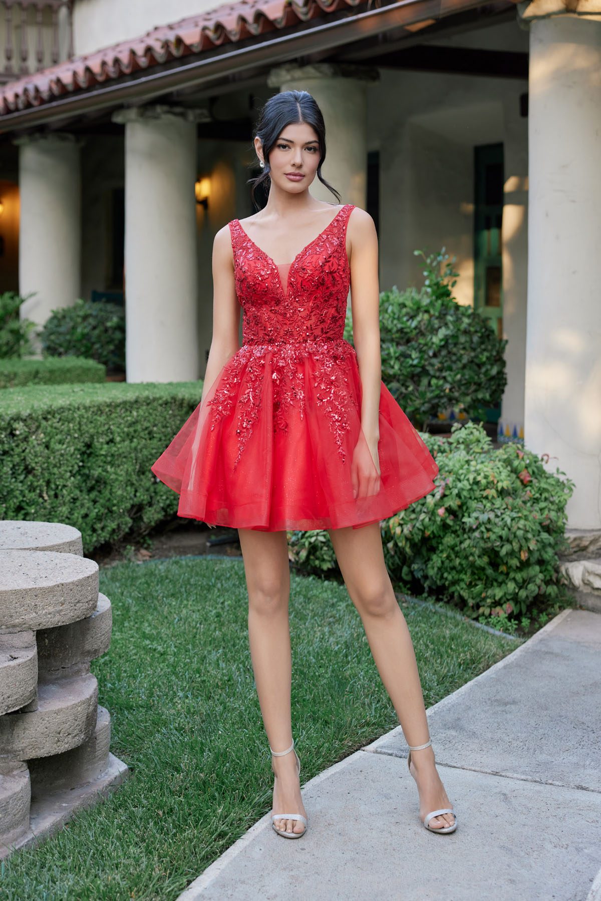 Juliet Red damas dress Style 987N, front