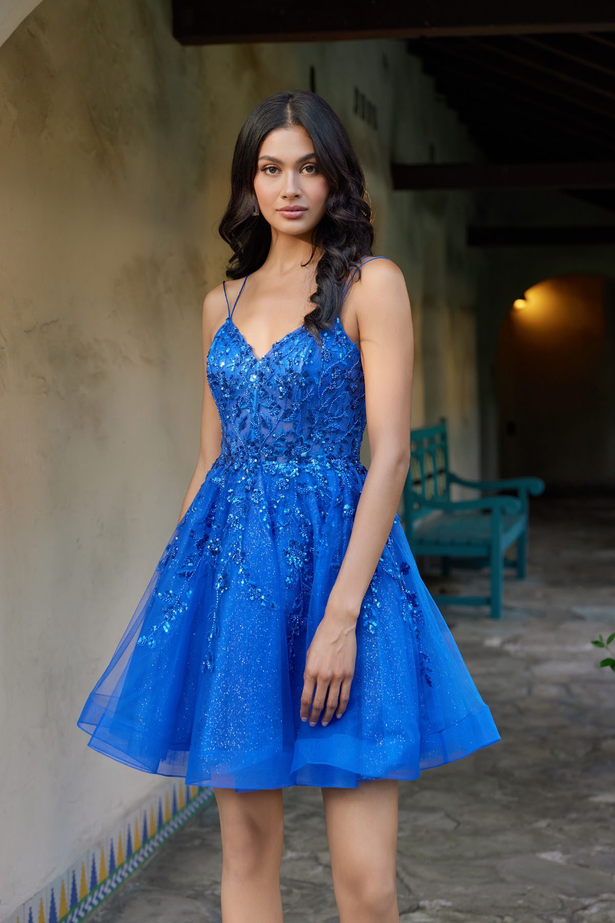 Juliet Royal Blue damas dress Style 988N, front