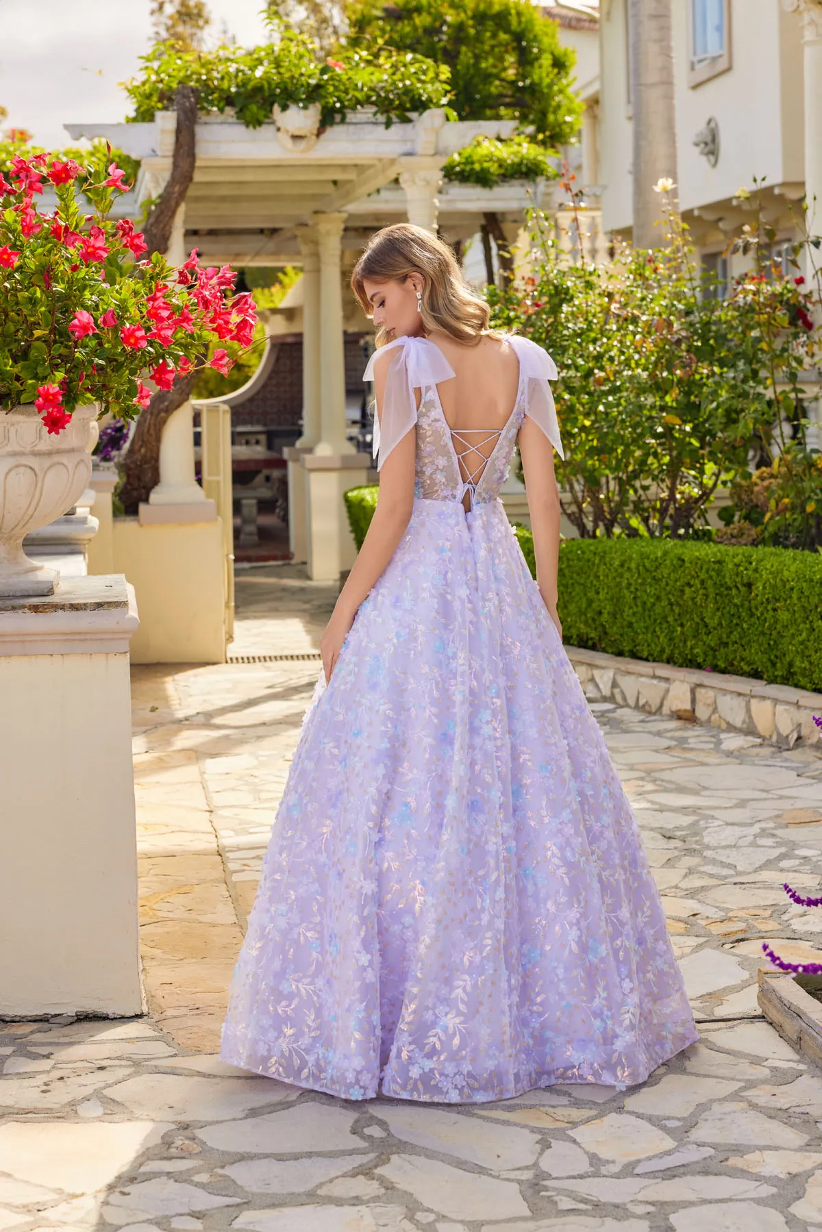 Juliet lilac formal dress Style 2439K at Elizabeth's Boutique in Scranton PA, back view