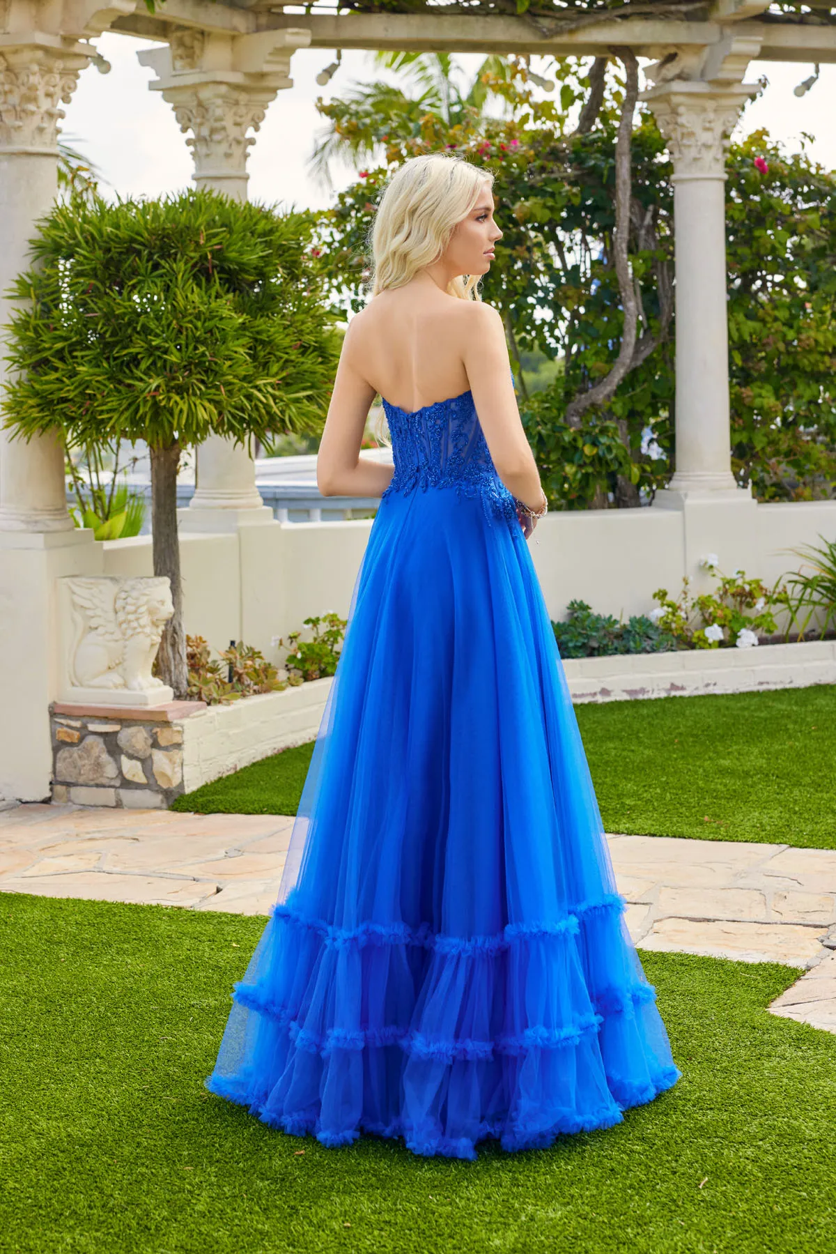 Juliet royal blue formal dress Style 2561S at Elizabeth's Boutique in Scranton PA, back view