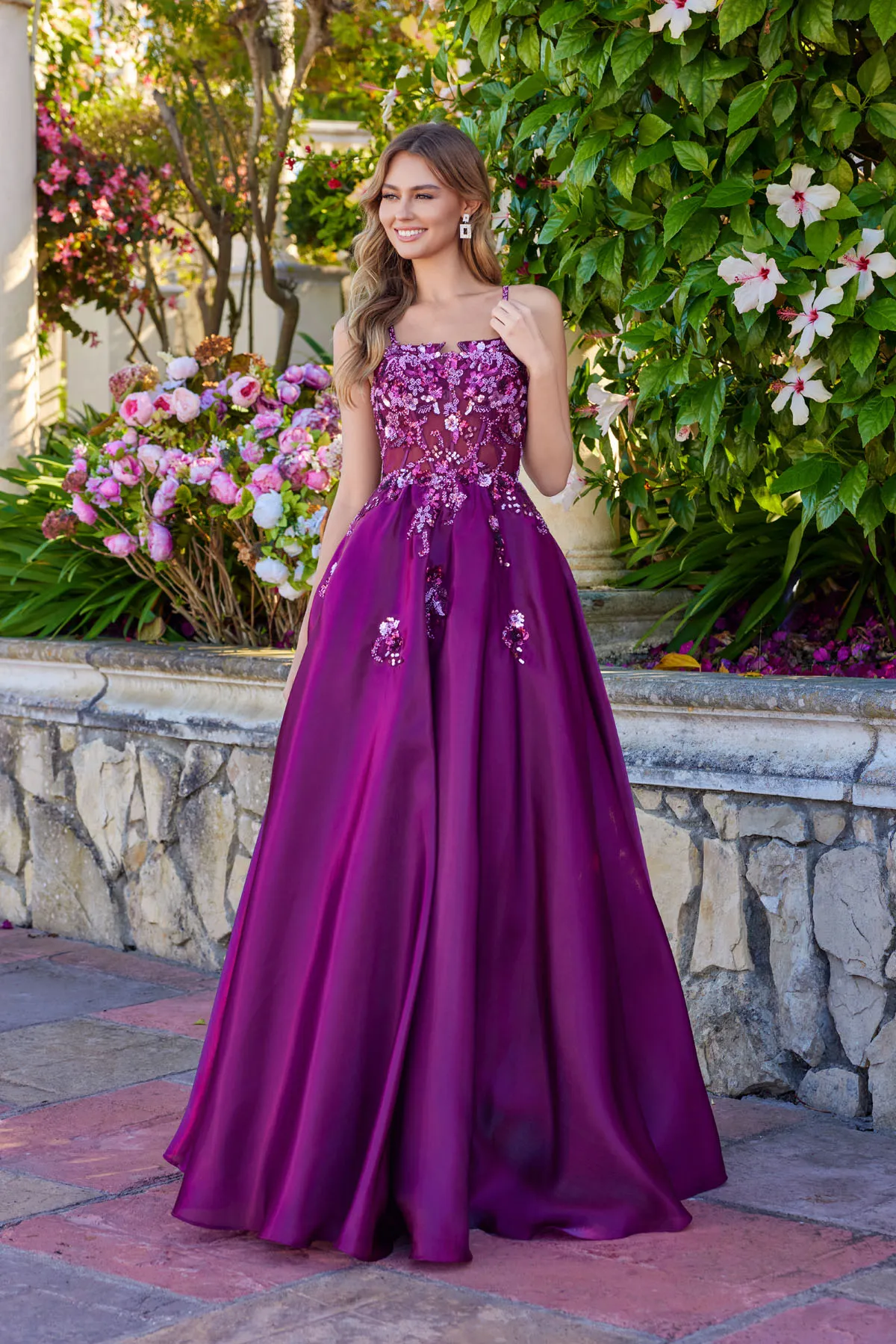 Juliet wine formal dress Style 2617U at Elizabeth's Boutique in Scranton PA, front view