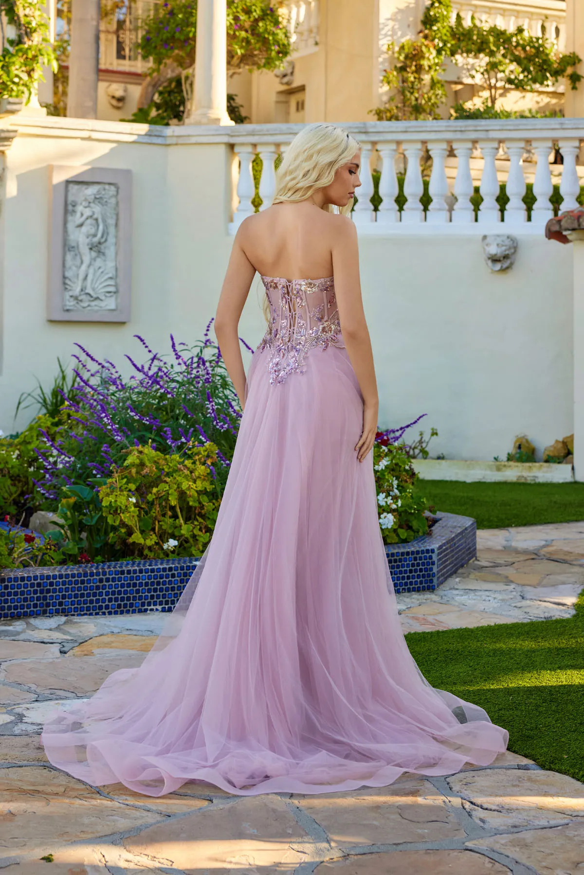 Juliet rose formal dress Style 2640G at Elizabeth's Boutique in Scranton PA, back view