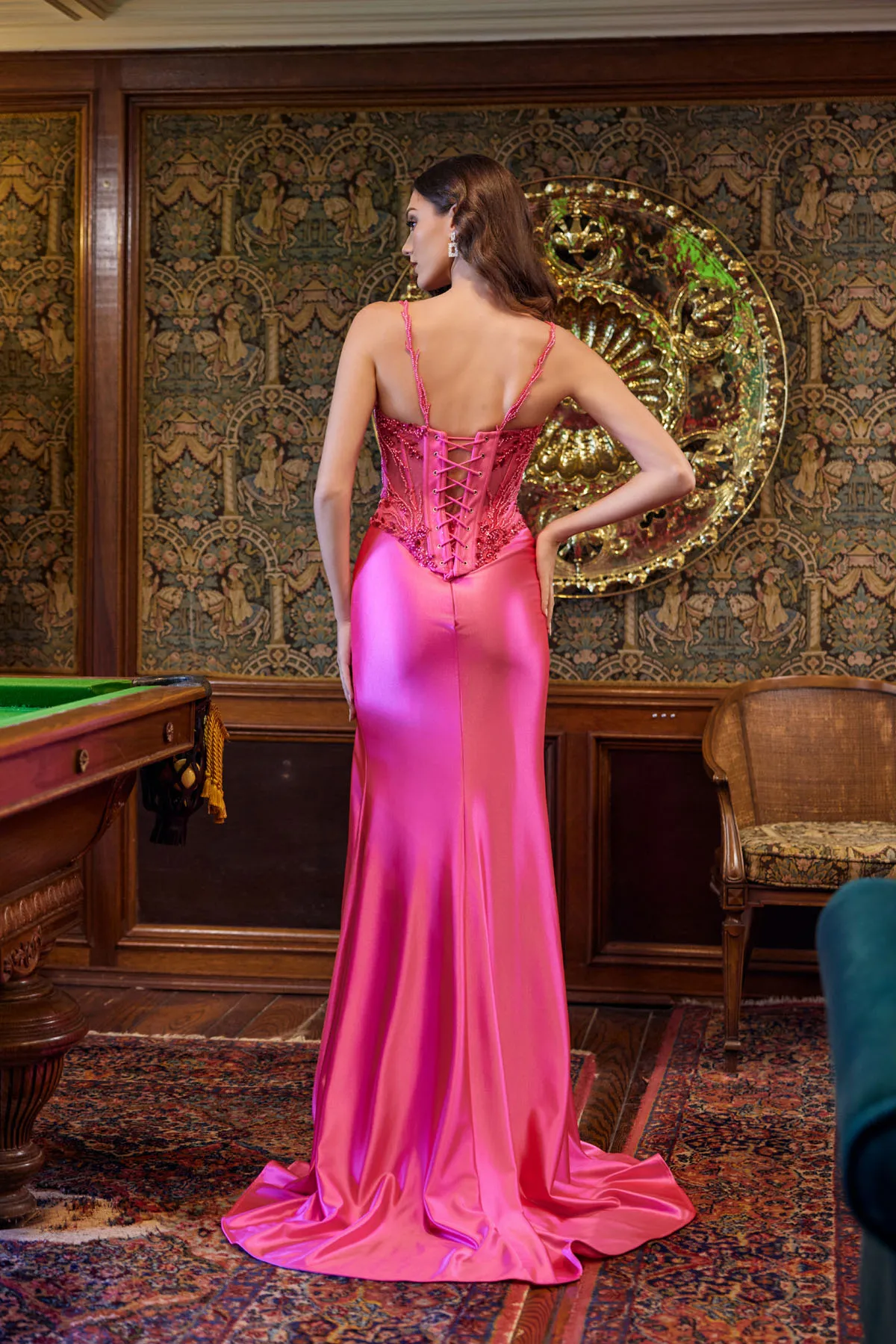 Juliet fuchsia formal dress Style 2645K at Elizabeth's Boutique in Scranton PA, back view
