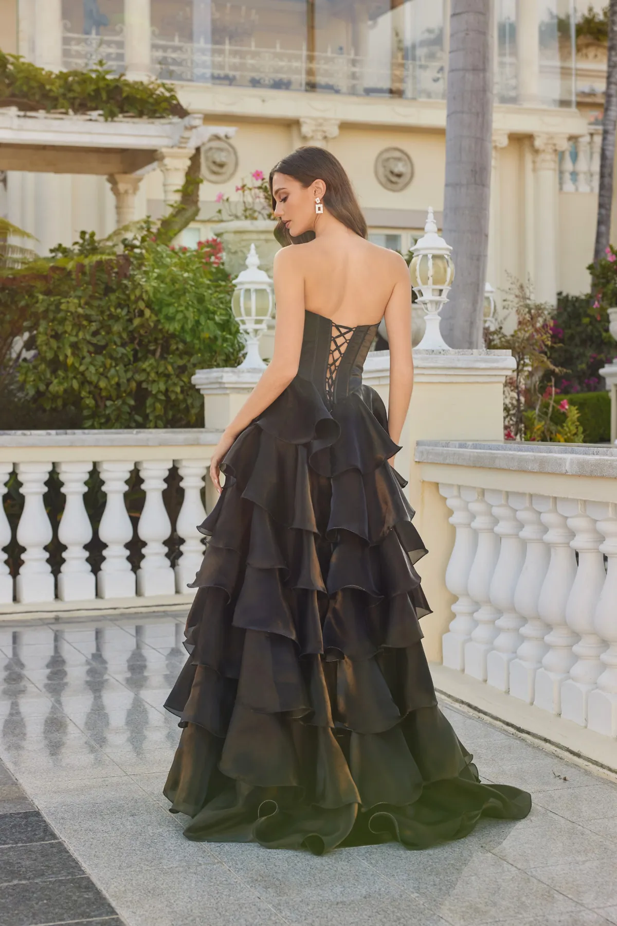 Juliet black formal dress Style 2664S at Elizabeth's Boutique in Scranton PA, back view