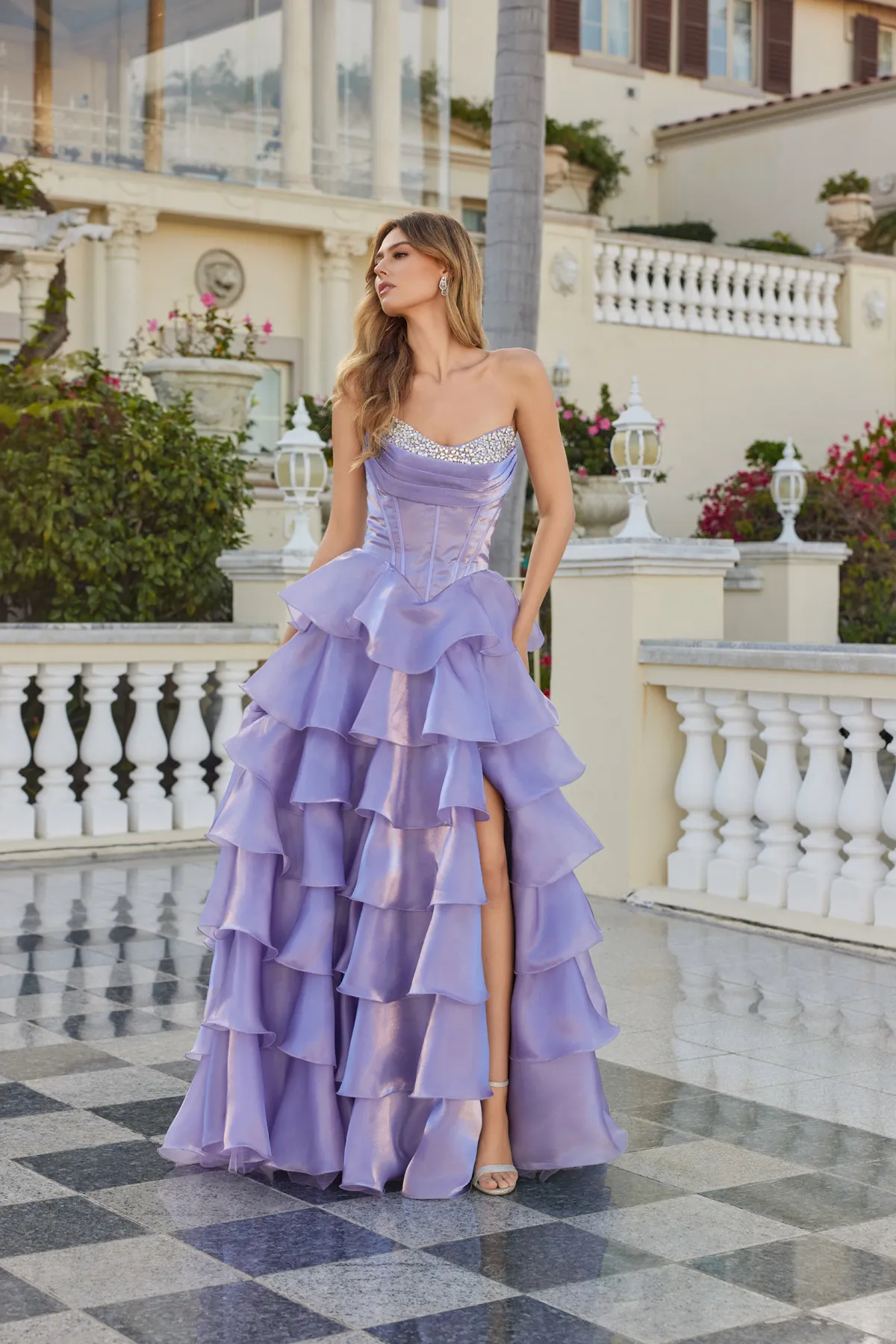 Juliet deep lavender formal dress Style 2664S at Elizabeth's Boutique in Scranton PA, front view