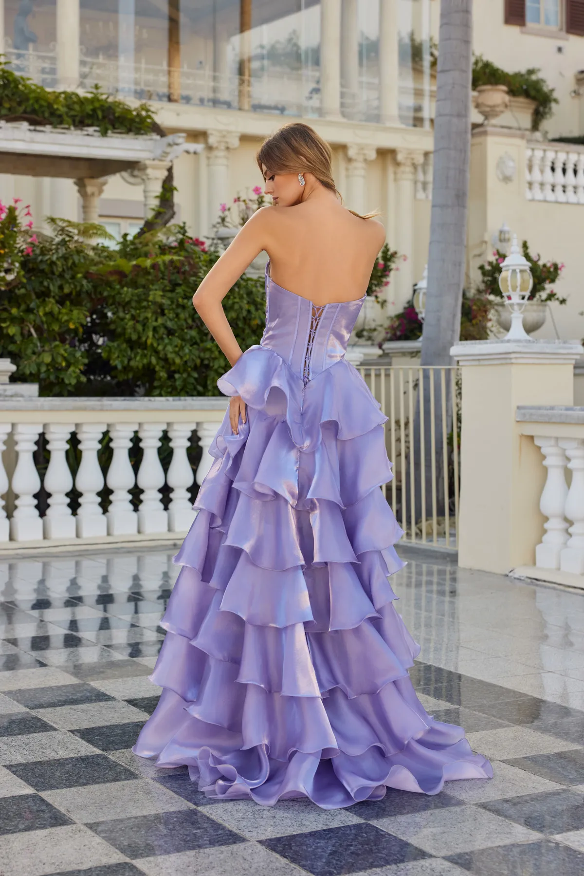 Juliet deep lavender formal dress Style 2664S at Elizabeth's Boutique in Scranton PA, back view