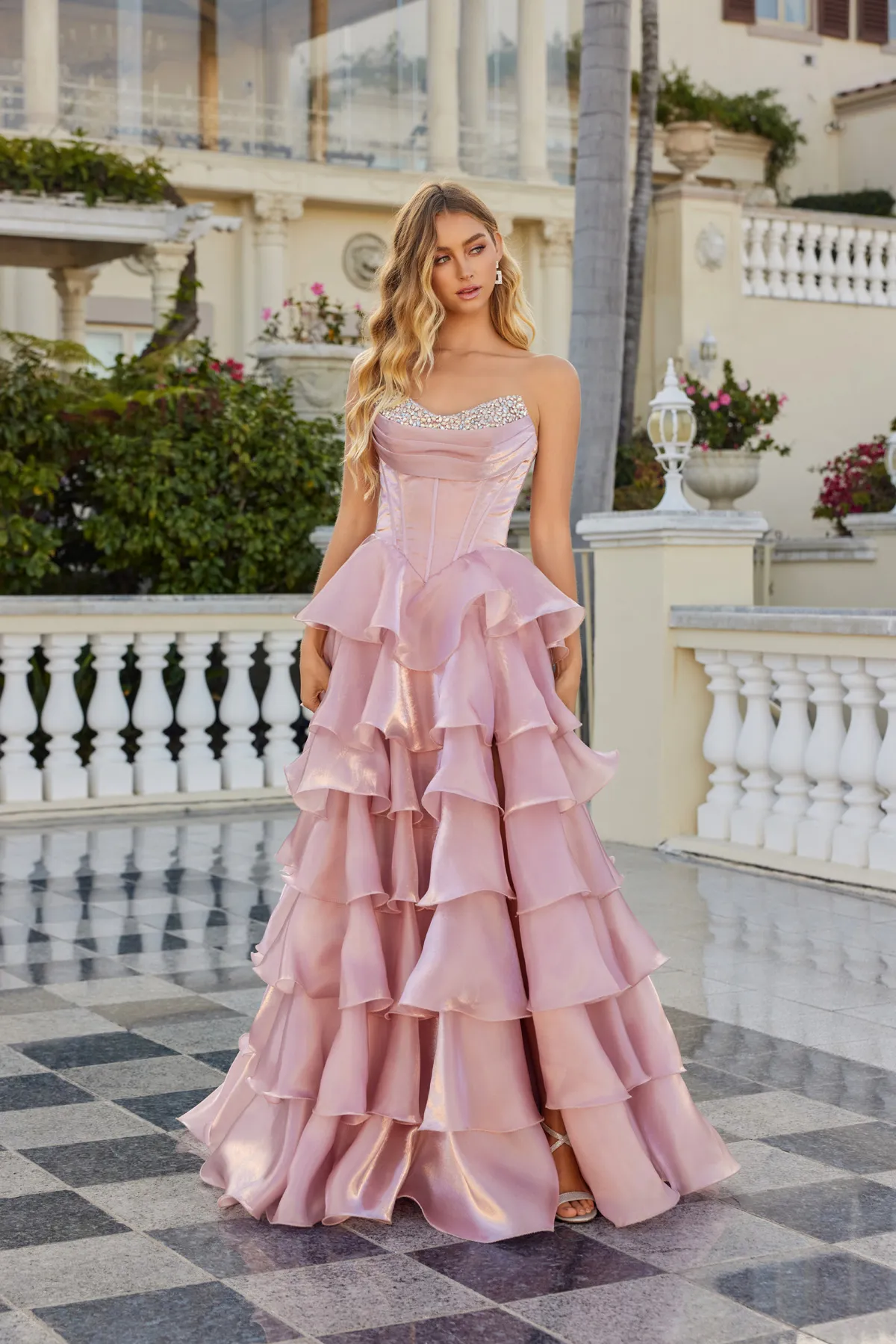 Juliet dusty rose formal dress Style 2664S at Elizabeth's Boutique in Scranton PA, front view