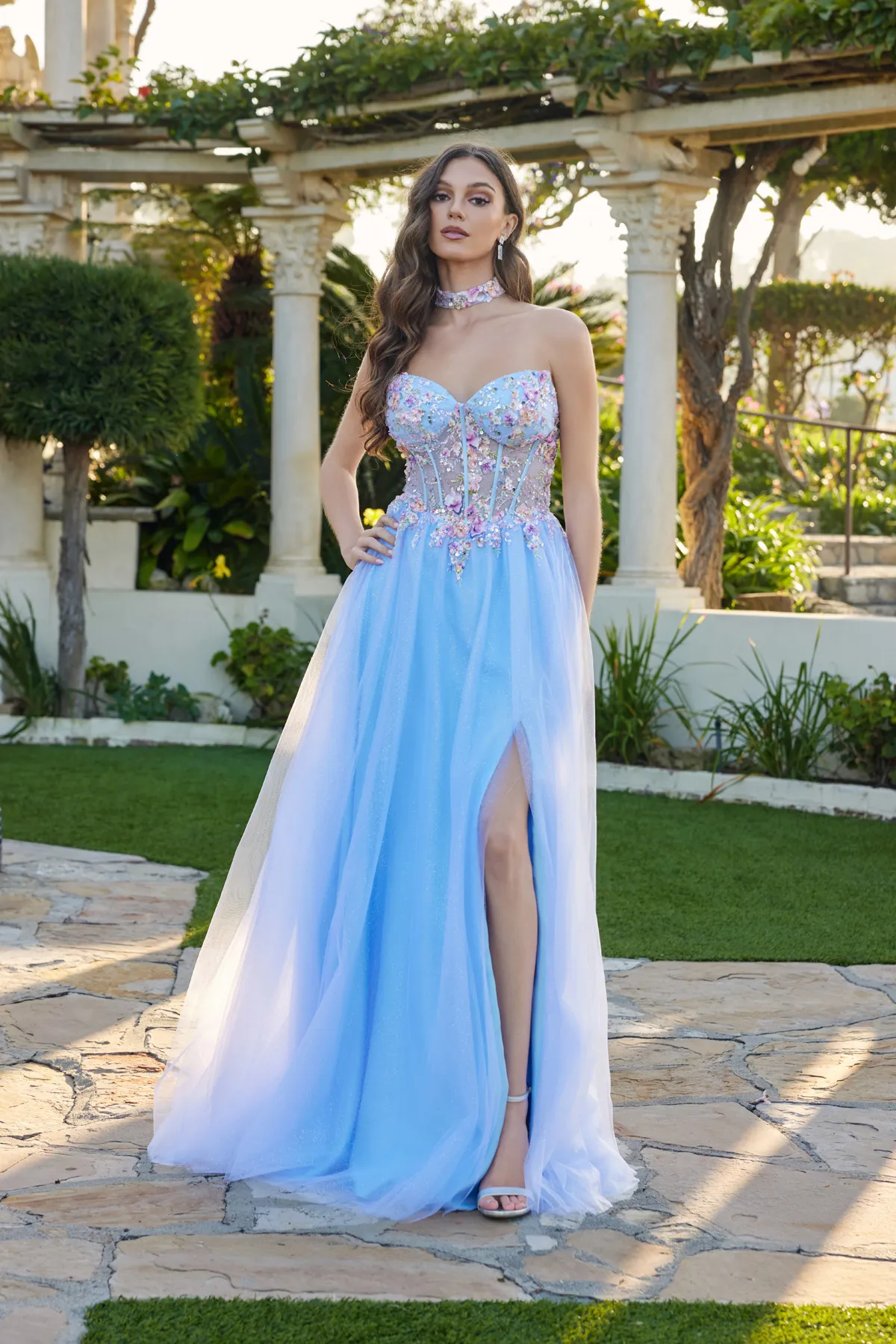 Juliet perry blue formal dress Style 2682A at Elizabeth's Boutique in Scranton PA, front view
