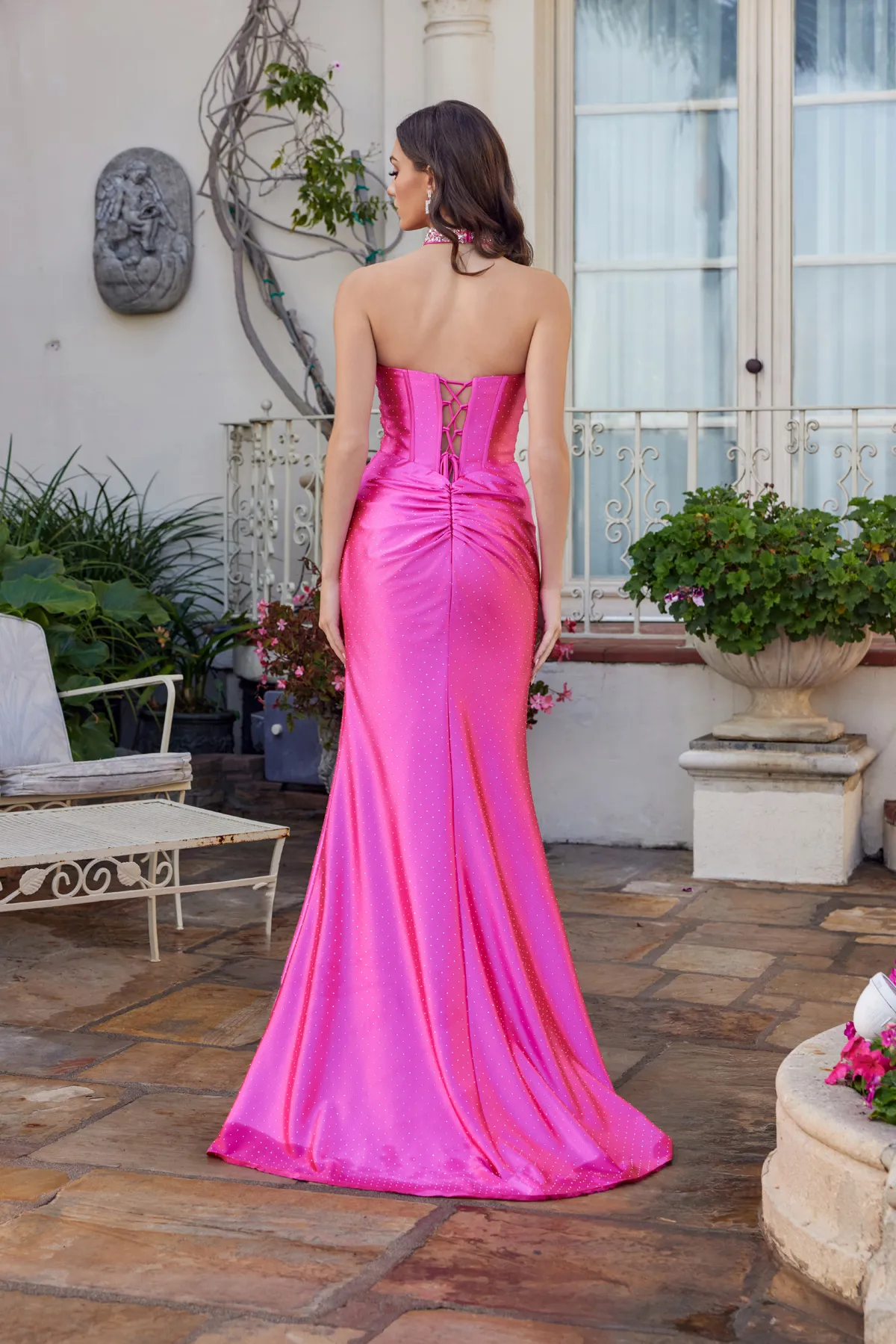Juliet fuchsia formal dress Style 2698A at Elizabeth's Boutique in Scranton PA, back view