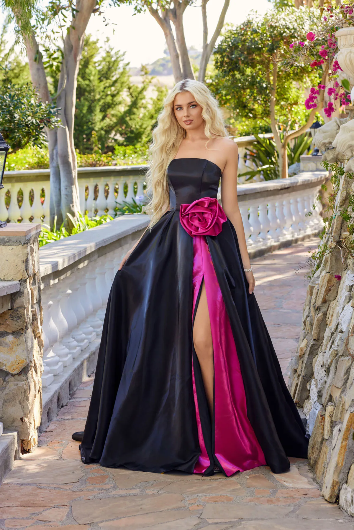 Juliet black fuchsia formal dress Style 2733H at Elizabeth's Boutique in Scranton PA, front view