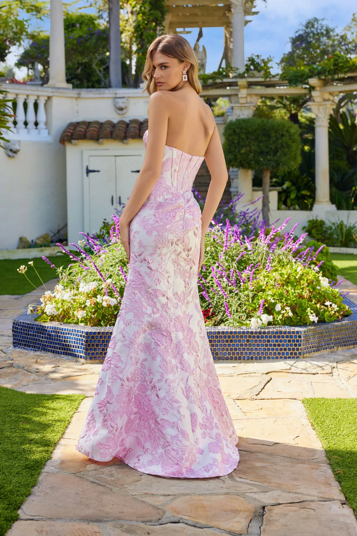 Juliet ivory pink formal dress Style 2737A at Elizabeth's Boutique in Scranton PA, back view