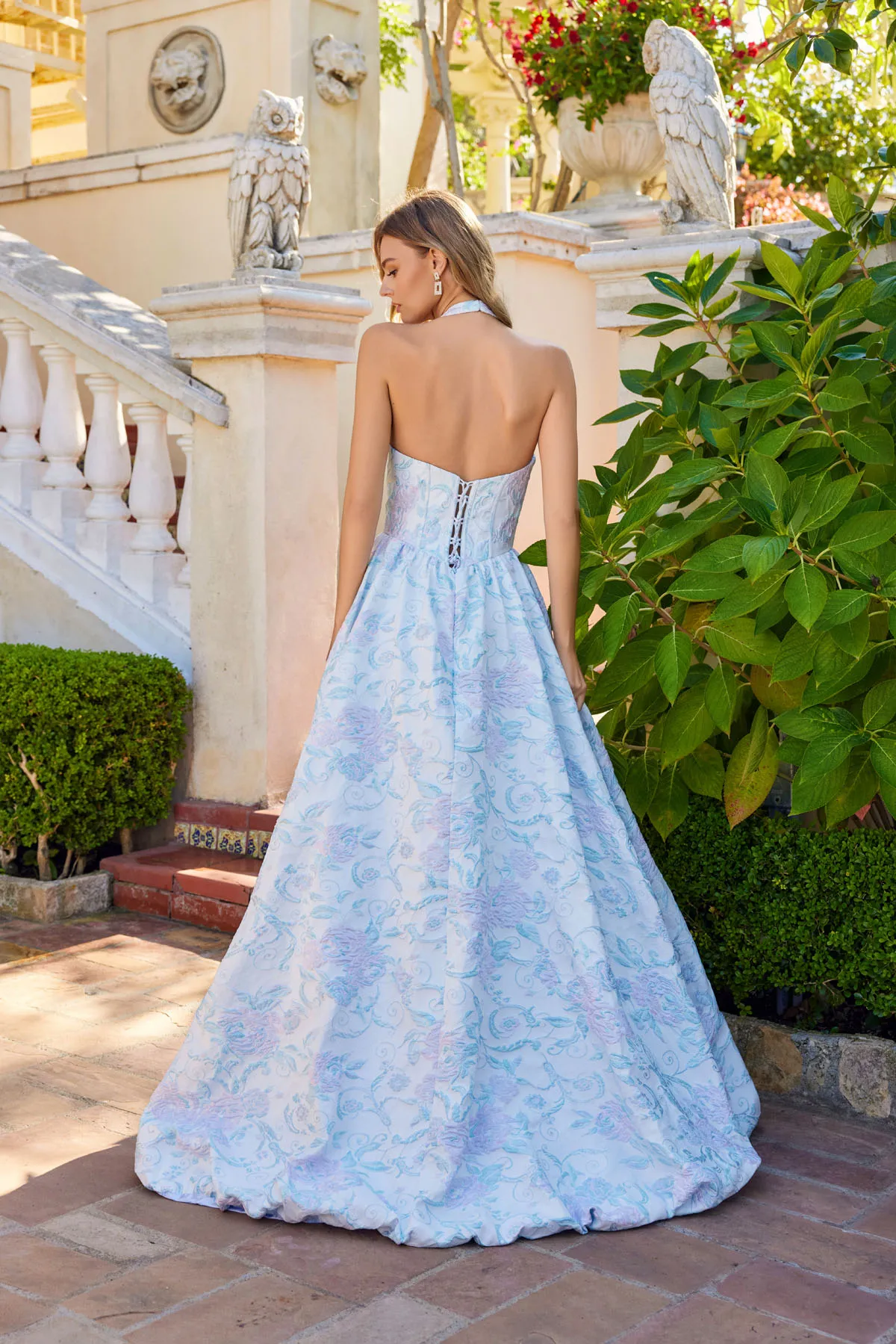 Juliet aqua mint formal dress Style 2742A at Elizabeth's Boutique in Scranton PA, back view