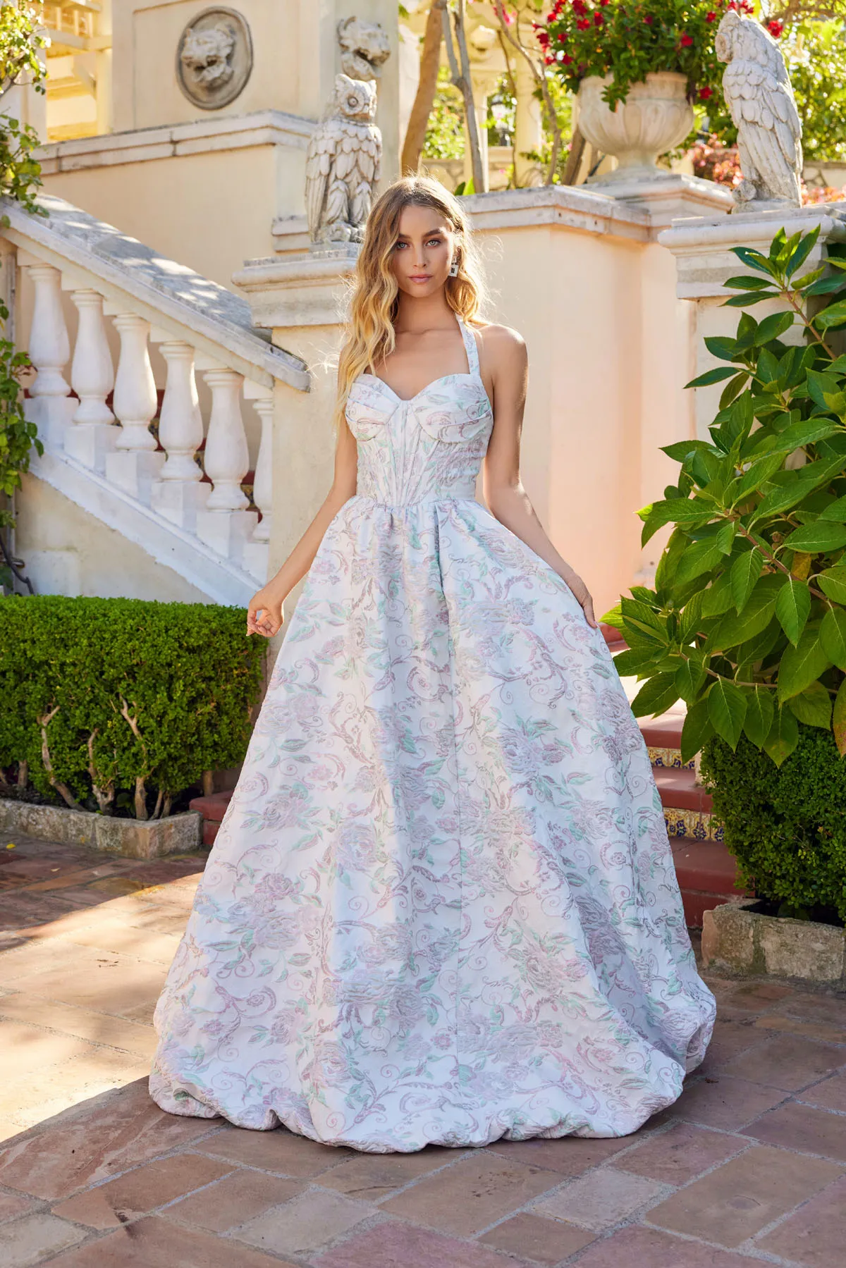 Juliet blush garden formal dress Style 2742A at Elizabeth's Boutique in Scranton PA, front view