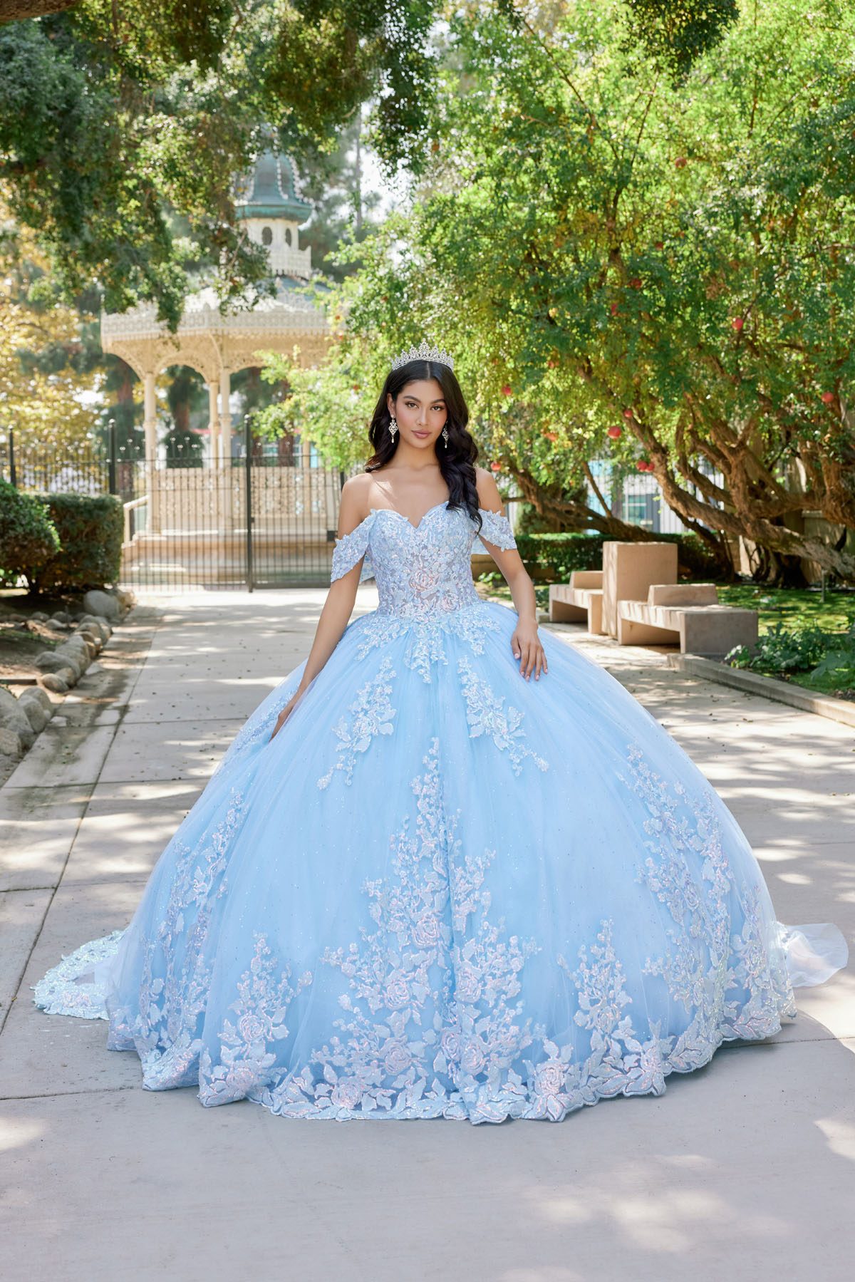Juliet bahama blue formal dress Style 1458J at Elizabeth's Boutique in Scranton PA, front view