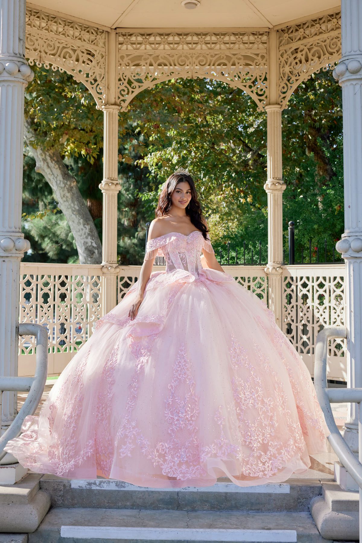 Juliet blush formal dress Style 1503J at Elizabeth's Boutique in Scranton PA, front view