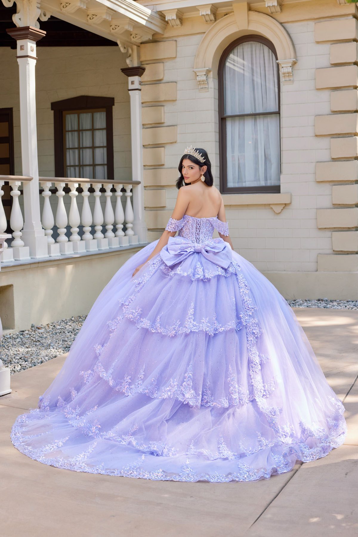 Juliet lilac formal dress Style 1507J at Elizabeth's Boutique in Scranton PA, back view