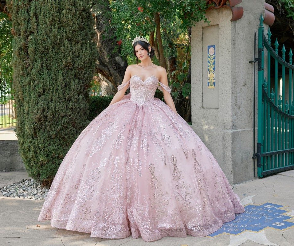 Juliet blush formal dress Style 1510H at Elizabeth's Boutique in Scranton PA, front view