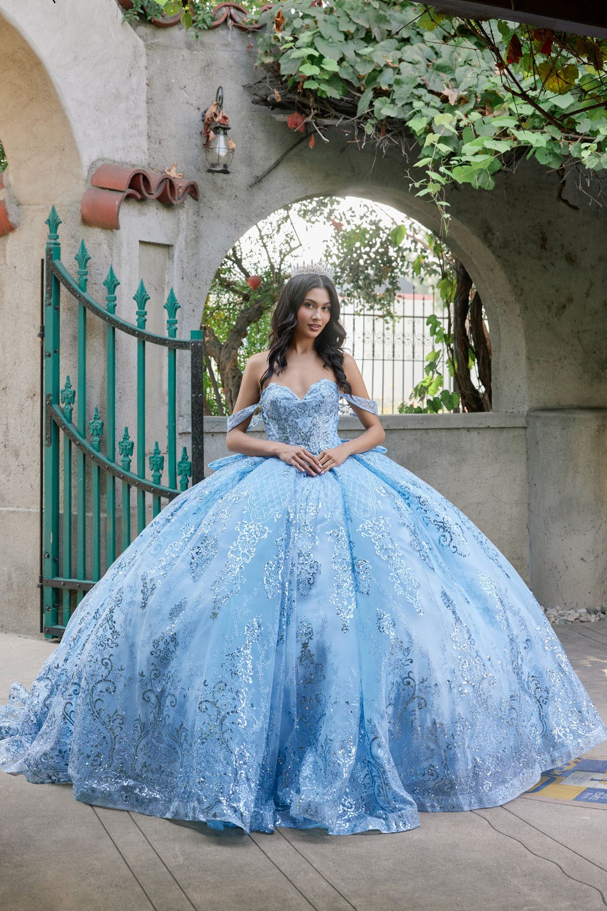 Juliet powder blue formal dress Style 1510H at Elizabeth's Boutique in Scranton PA, front view